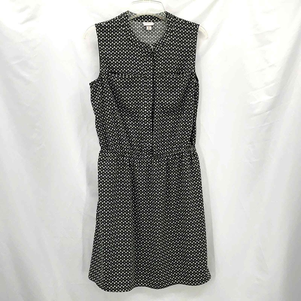 Merona Shirt Dress Womens Medium Olive Green Geometric Sleeveless Elastic Waist